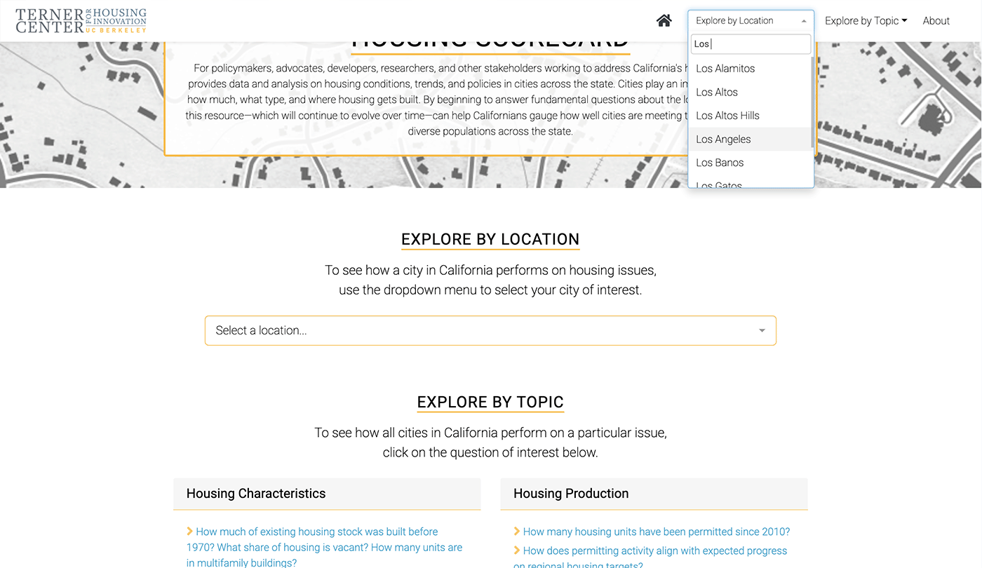 Housing Scorecard Screen 1